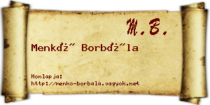 Menkó Borbála névjegykártya